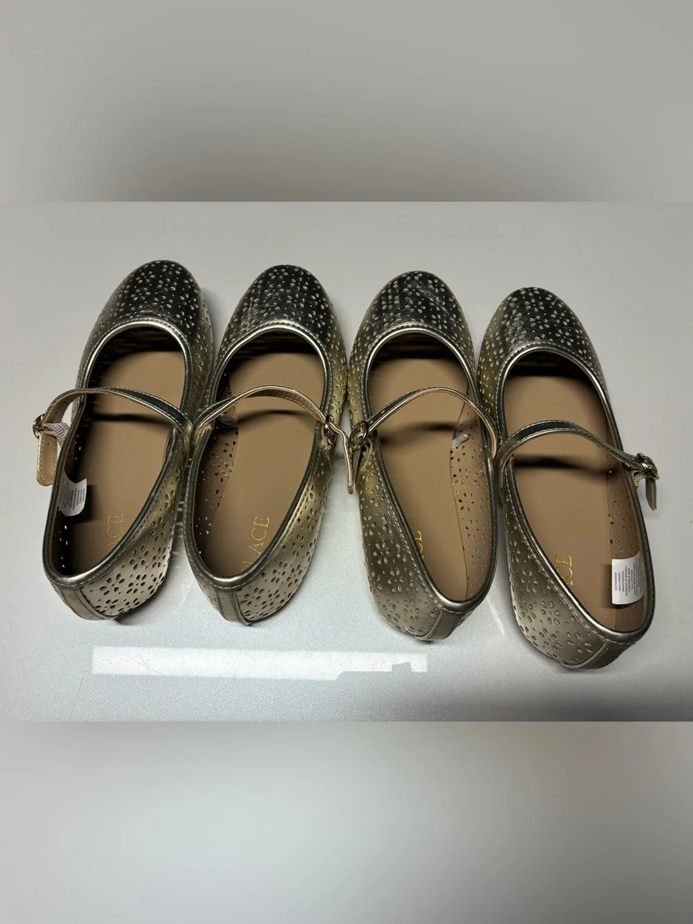 Girls Metallic Perforated Ballet Flats size 4 bundle